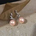 Niche Pink Pearl Copper Drop Earrings Minimalist Wave Geometric Designer Style For Women
