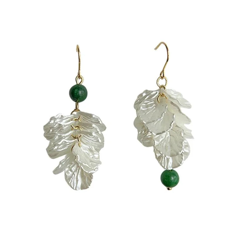 Original Design Asymmetric Acrylic Leaf Floral Tassel Drop Earrings For Women
