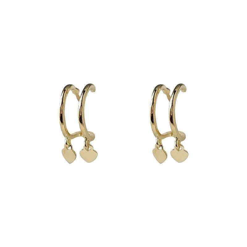 Mini 14K Plated Copper Geometric Heart Stud Earrings Minimalist Jewelry