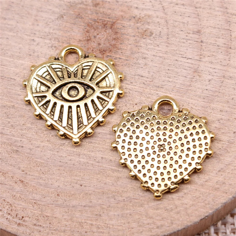 16x15mm 1.2g Multicolor Zinc Alloy Heart Eye Charm Pendant for DIY Necklace Bracelet Making