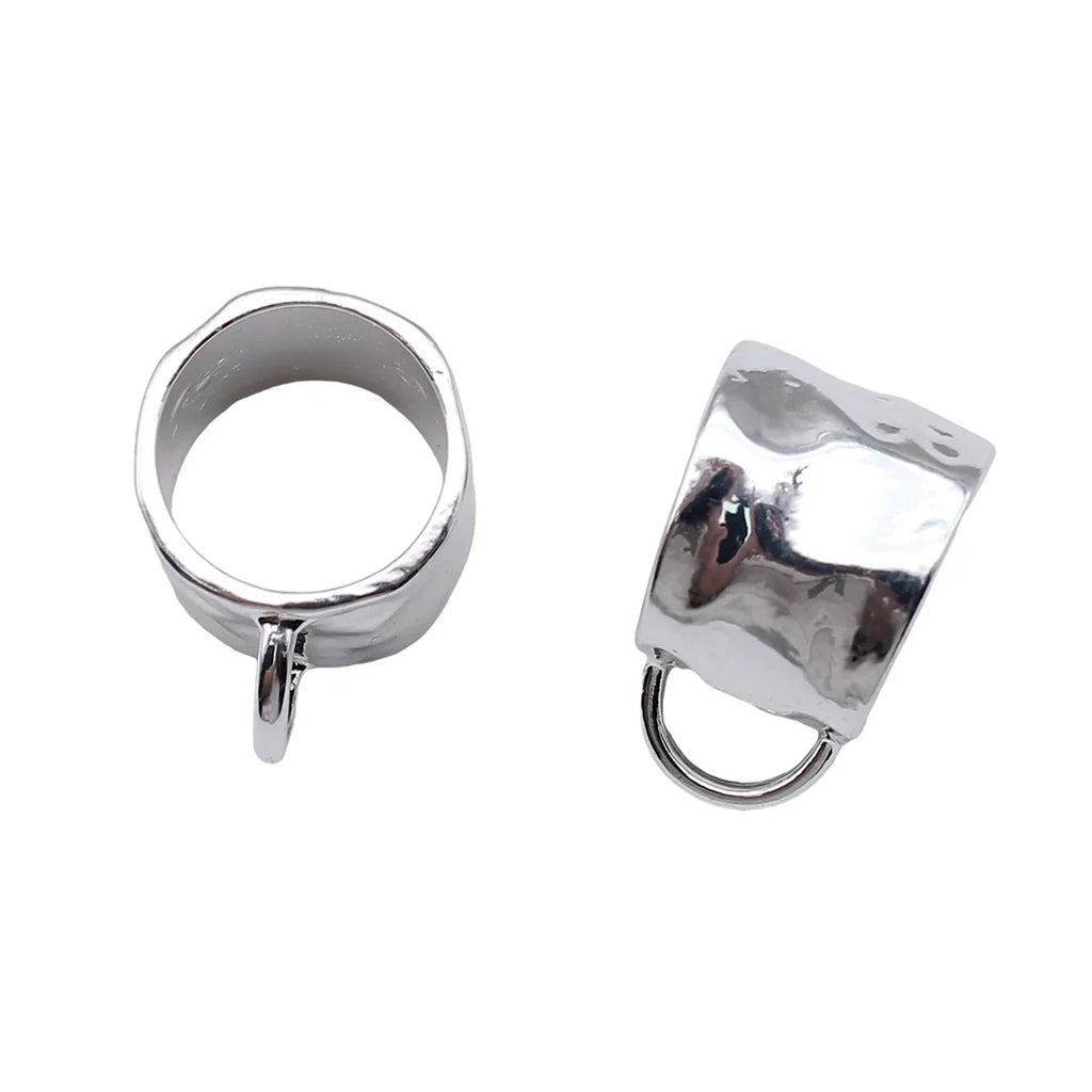 24x17x14mm 5.6g Bright Silver Zinc Alloy Hammered Scarf Buckle Jewelry Finding for DIY Scarf Accessories