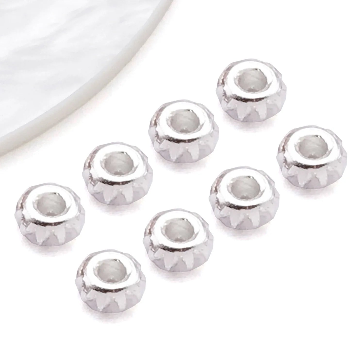 18K Gold Plated Copper Alloy Round Spacer Beads for DIY Bracelet Necklace Bead Making