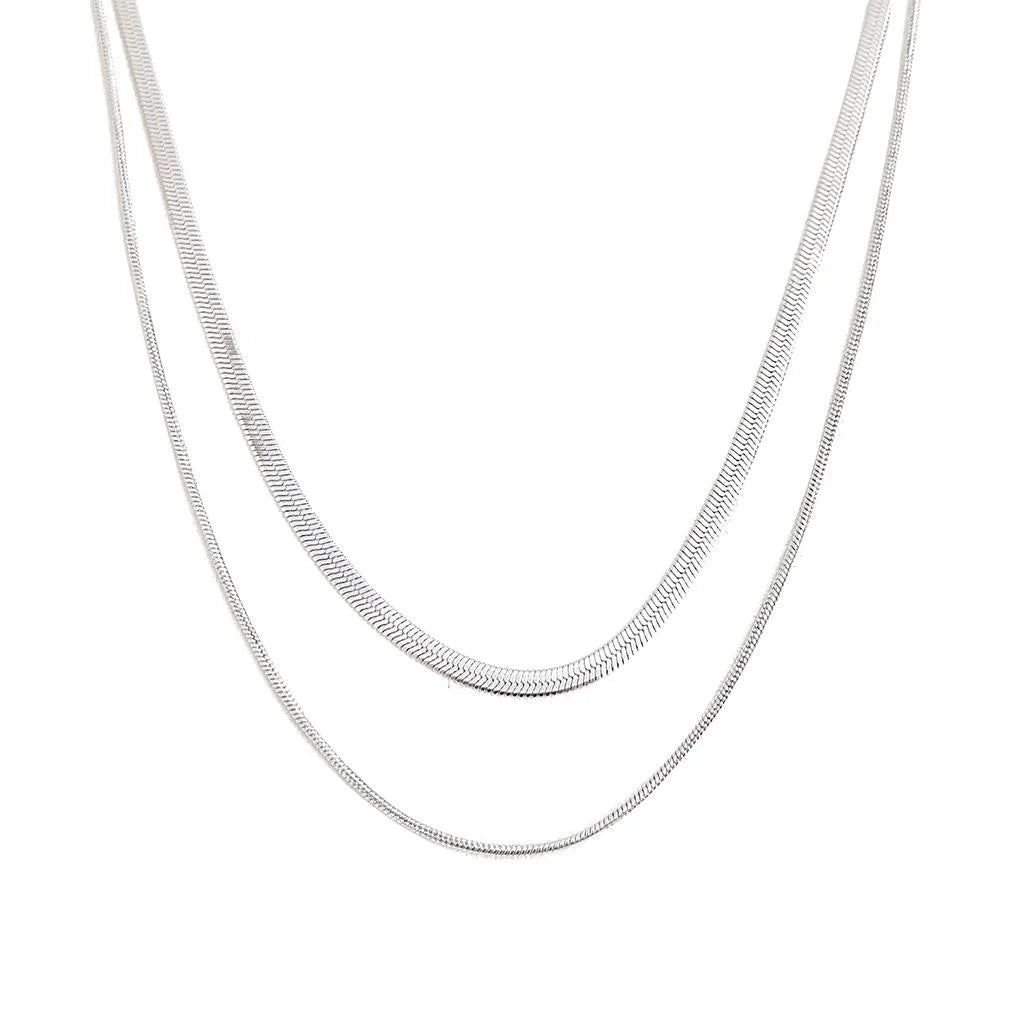 Titanium Steel Double Layer Snake Bone Chain Necklace Geometric Trendy Choker Sweater Chain