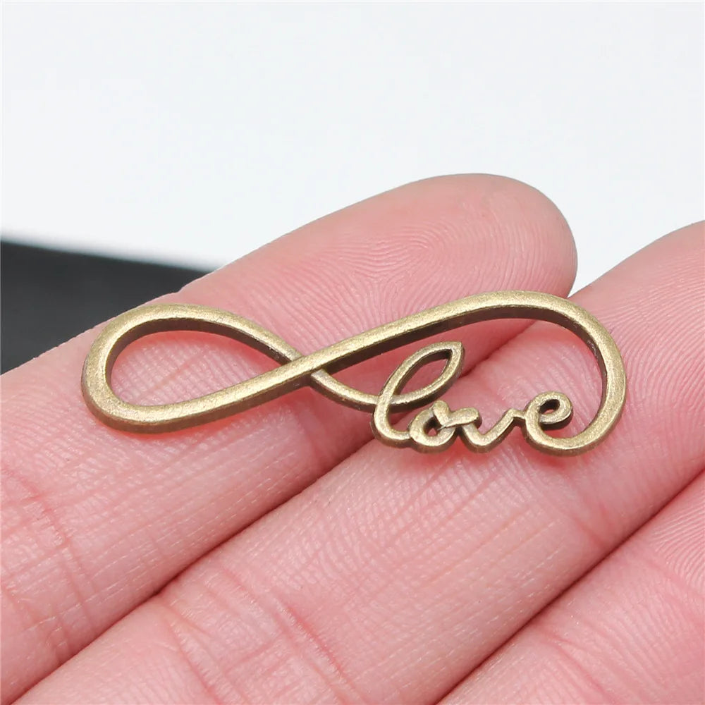 39x15mm 1.9g Antique Silver Zinc Alloy LOVE Infinity Letter Connector Charm for Bracelet Necklace Making
