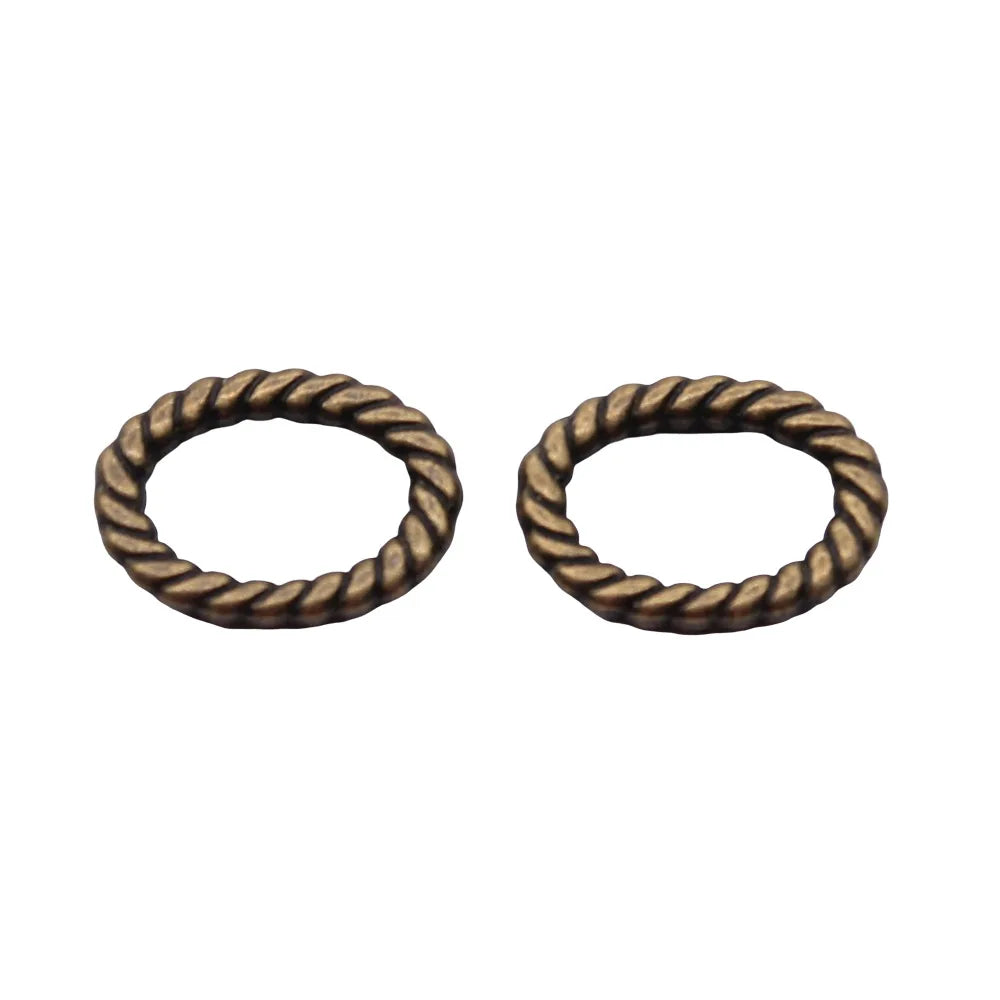 15x11mm 0.8g Multicolor Zinc Alloy Oval Rope Ring Charm Pendant for DIY Bracelet Necklace Making
