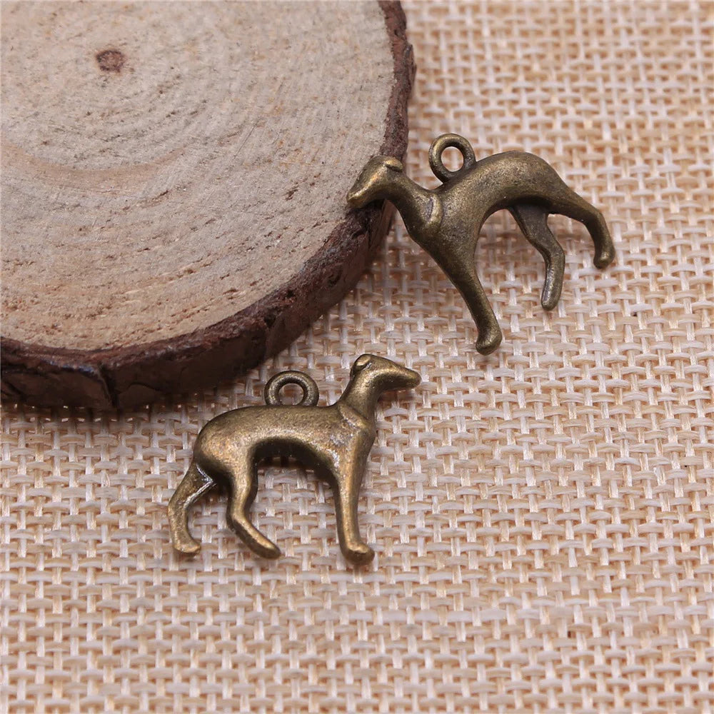 20x20mm 2.6g Zinc Alloy Dog Charm Pendant for DIY Necklace Bracelet Earring Jewelry Making