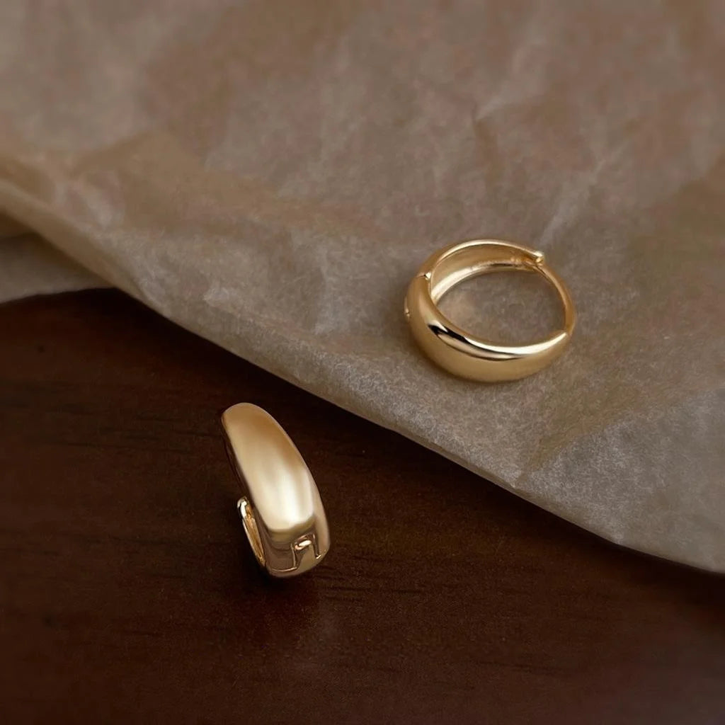 Light Luxury Copper Plated U Shape Geometric Round Hoop Earrings For Women