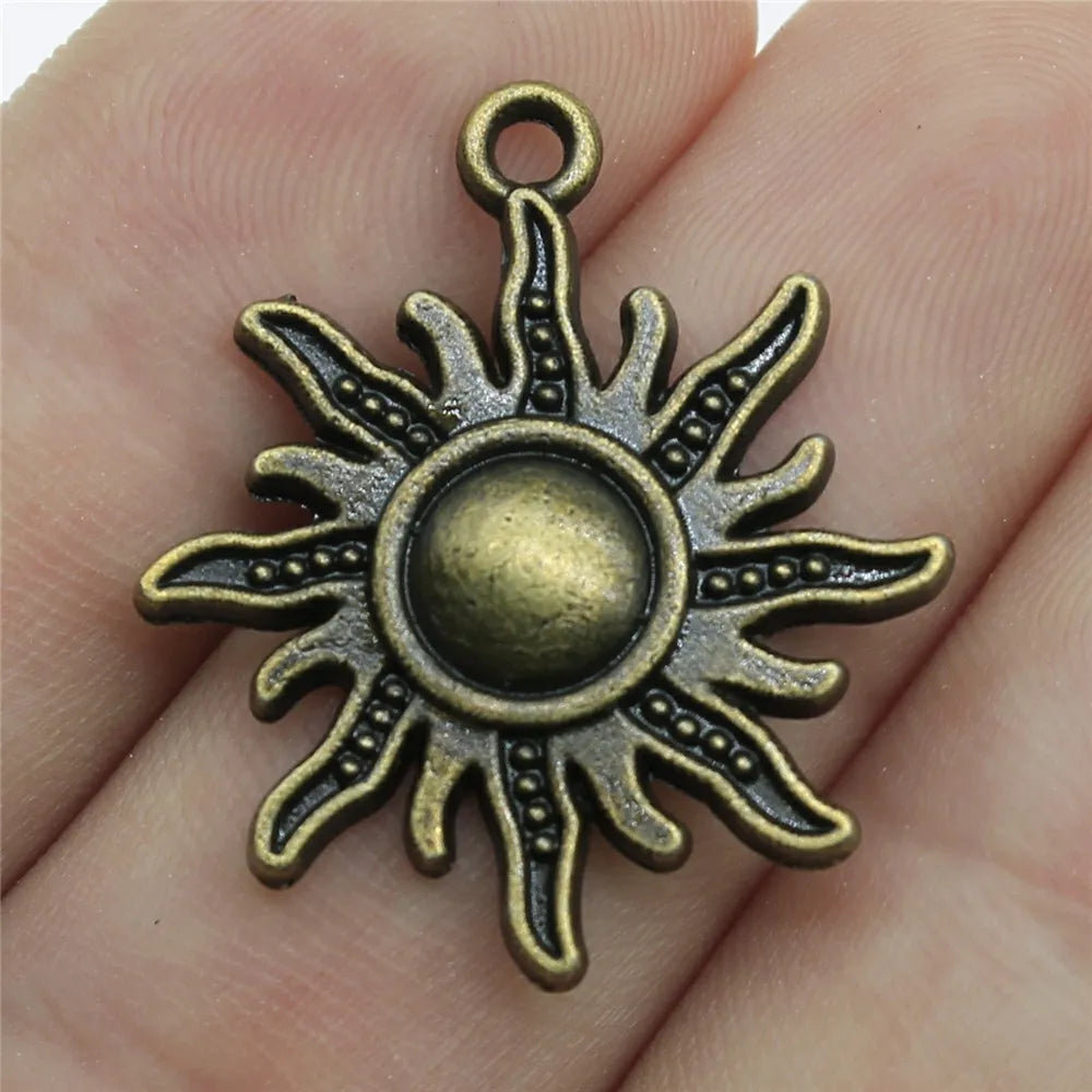 28x25mm 2g Multicolor Zinc Alloy Sun Charm Pendant for DIY Necklace Bracelet Jewelry Making