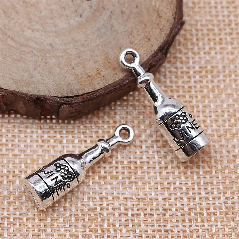 28x8mm 4.4g Multicolor Zinc Alloy 3D Wine Bottle Charm Pendant for DIY Necklace Bracelet Making