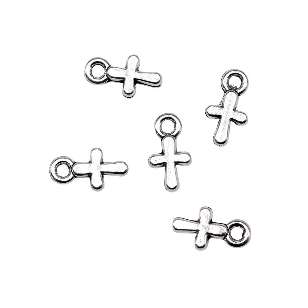 10x6mm 0.23g Multi Color Zinc Alloy Mini Cross Charm Pendant for DIY Bracelet Necklace Jewelry Making