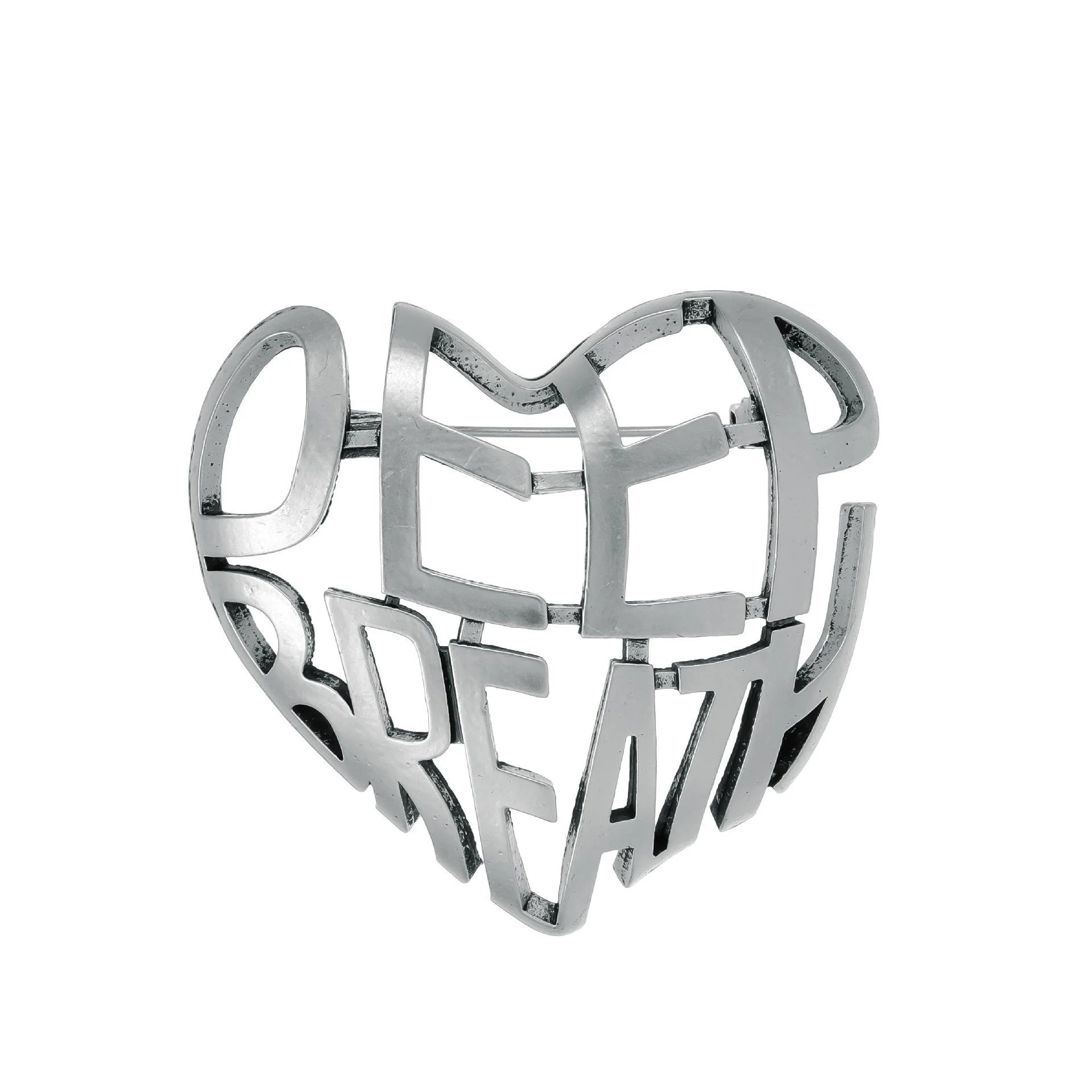 Elegant Alloy 3D Hollow Heart Letter Brooch, Korean Style Large Love Lapel Pin Corsage Suit Accessory Gift