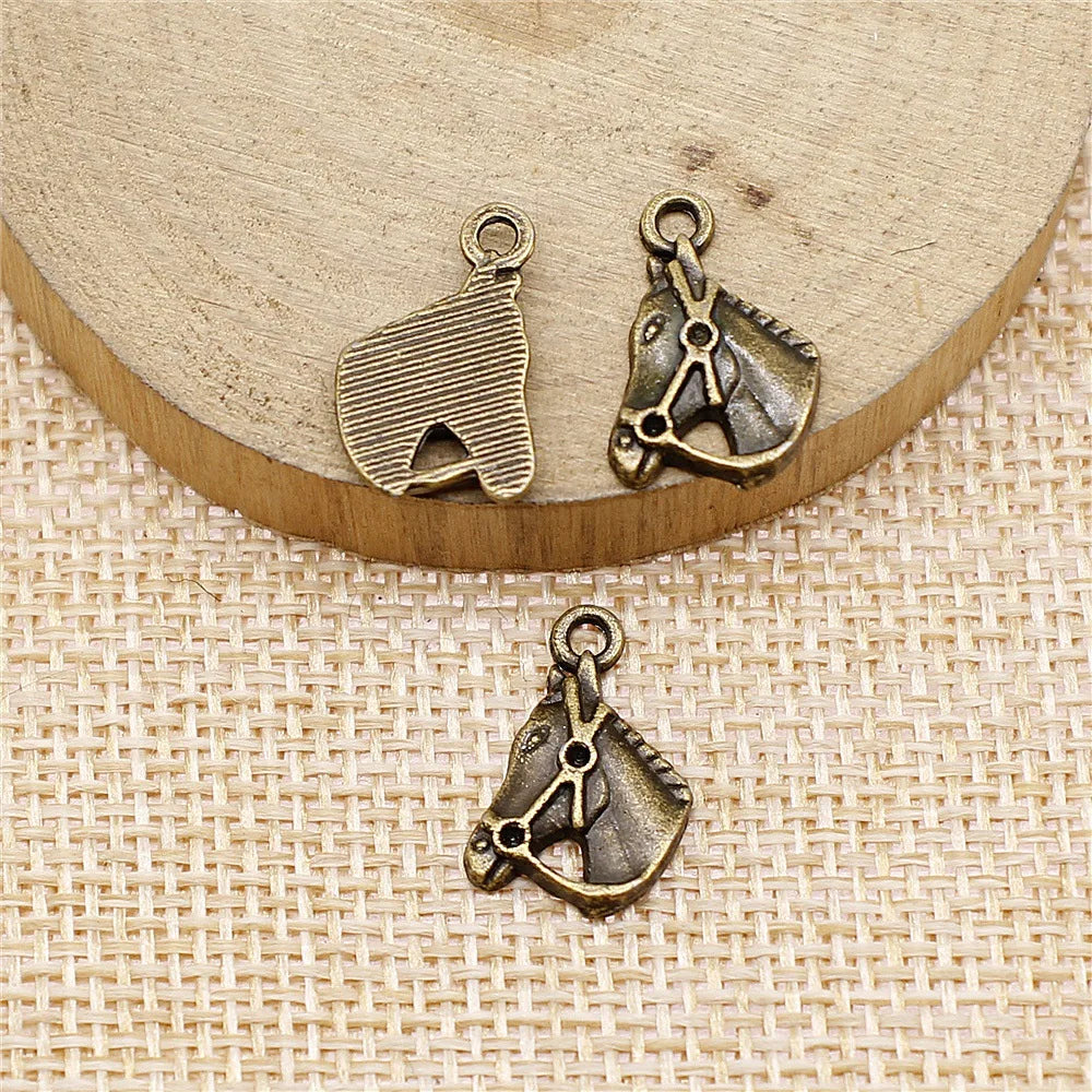 17x13mm 1.1g Multicolor Zinc Alloy Horse Head Charm Pendant for DIY Necklace Bracelet Making