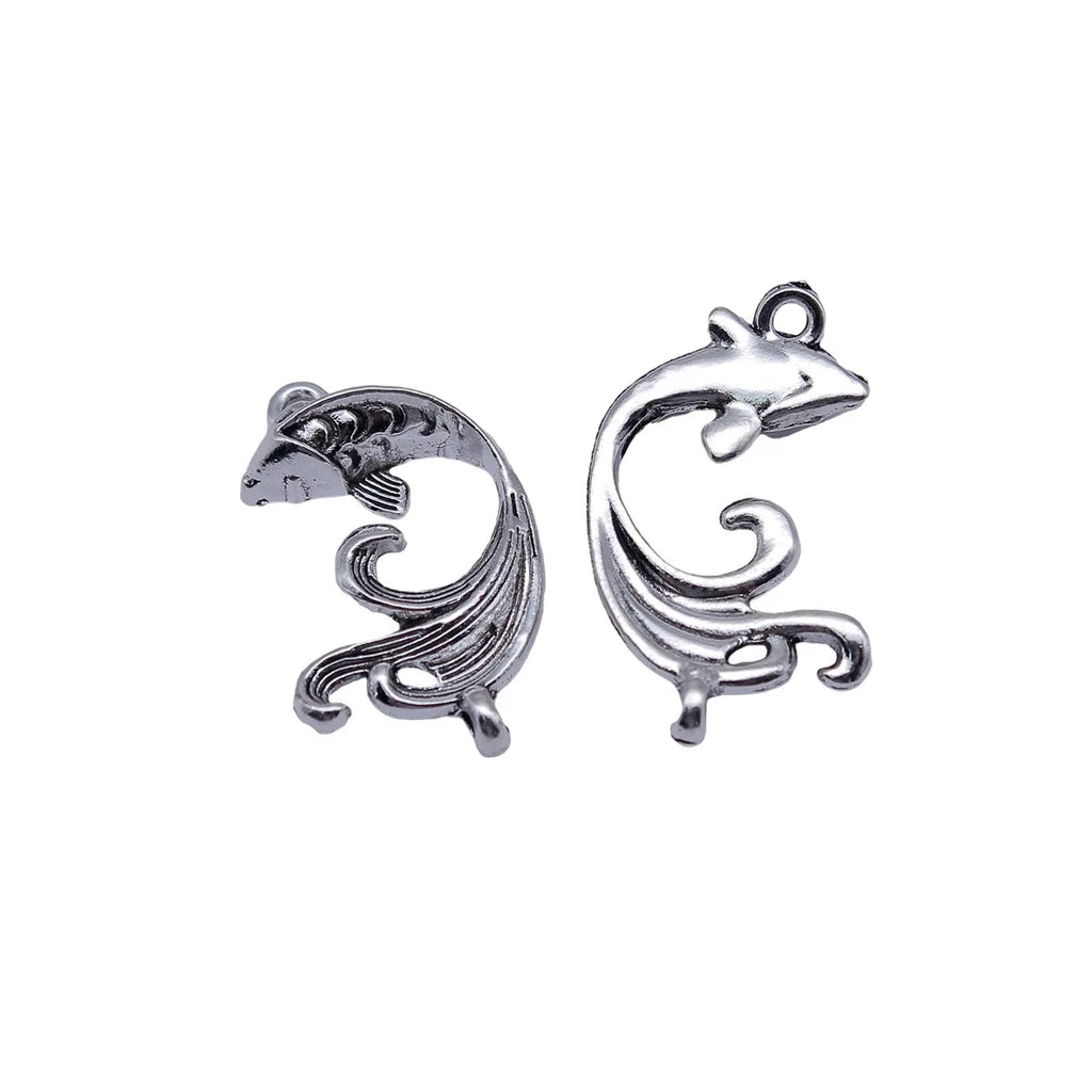 27x17mm 2.5g Antique Silver Zinc Alloy Goldfish Connector Charm for DIY Bracelet Necklace Jewelry
