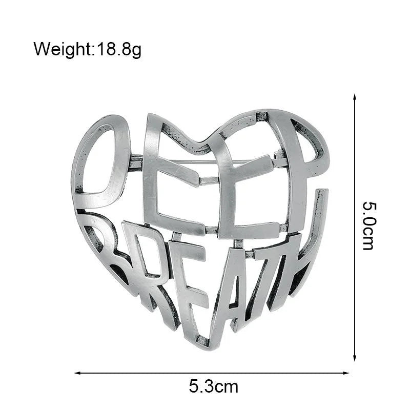 Elegant Alloy 3D Hollow Heart Letter Brooch, Korean Style Large Love Lapel Pin Corsage Suit Accessory Gift
