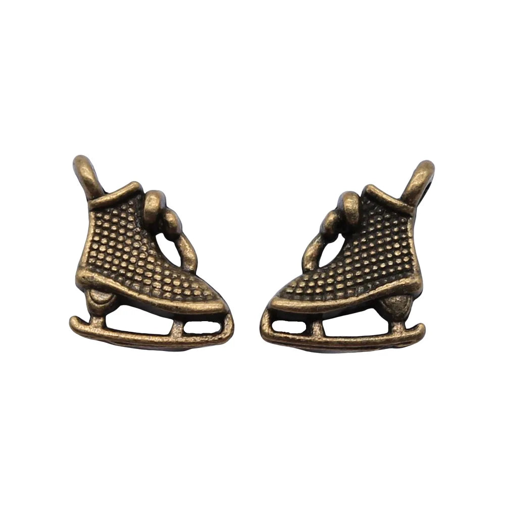 12x10mm 0.7g Multicolor Zinc Alloy Ice Skate Charm Pendant for DIY Sports Jewelry Making