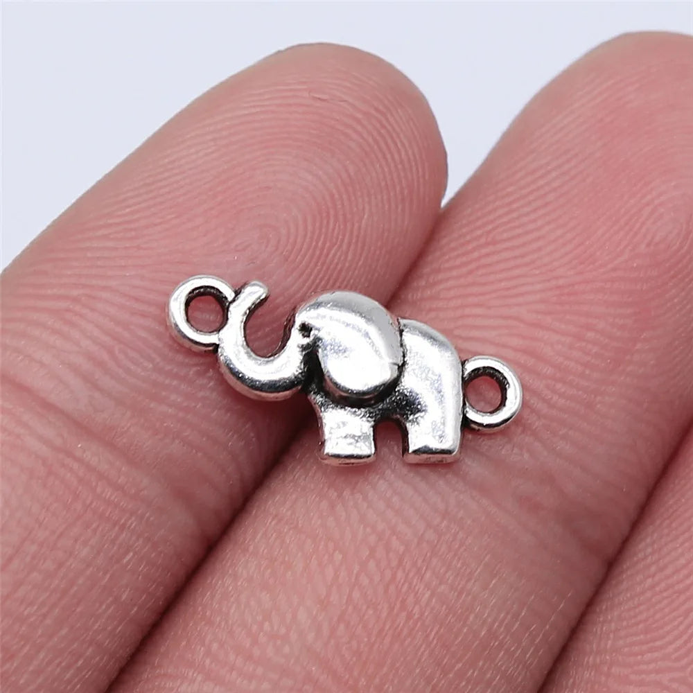 18x9mm 0.65g Multicolor Zinc Alloy Elephant Connector Charm for DIY Bracelet Necklace Making