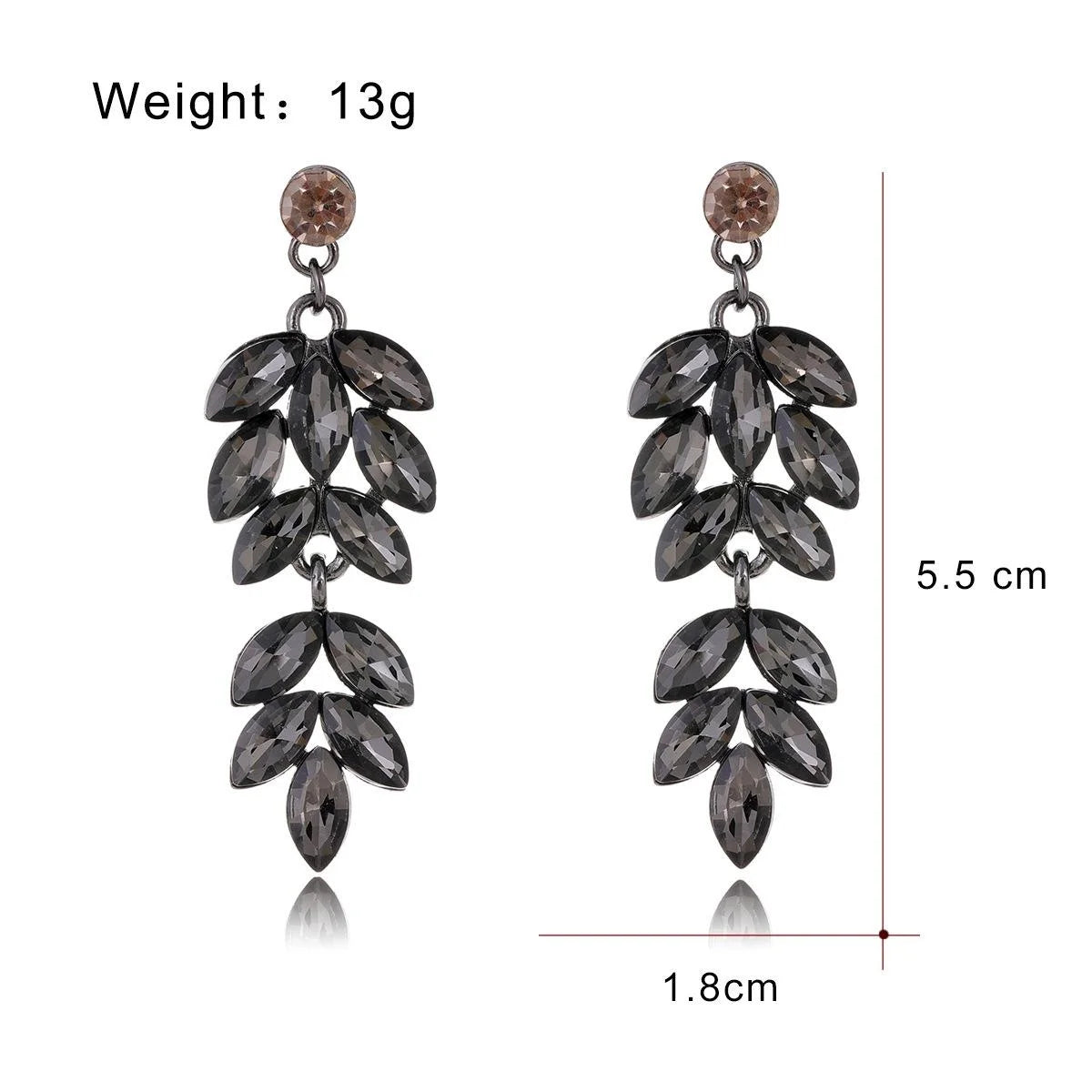 Elegant Long Drop Earrings With Champagne Crystal Leaf Rhinestones For Women Wedding Party Banquet Gift