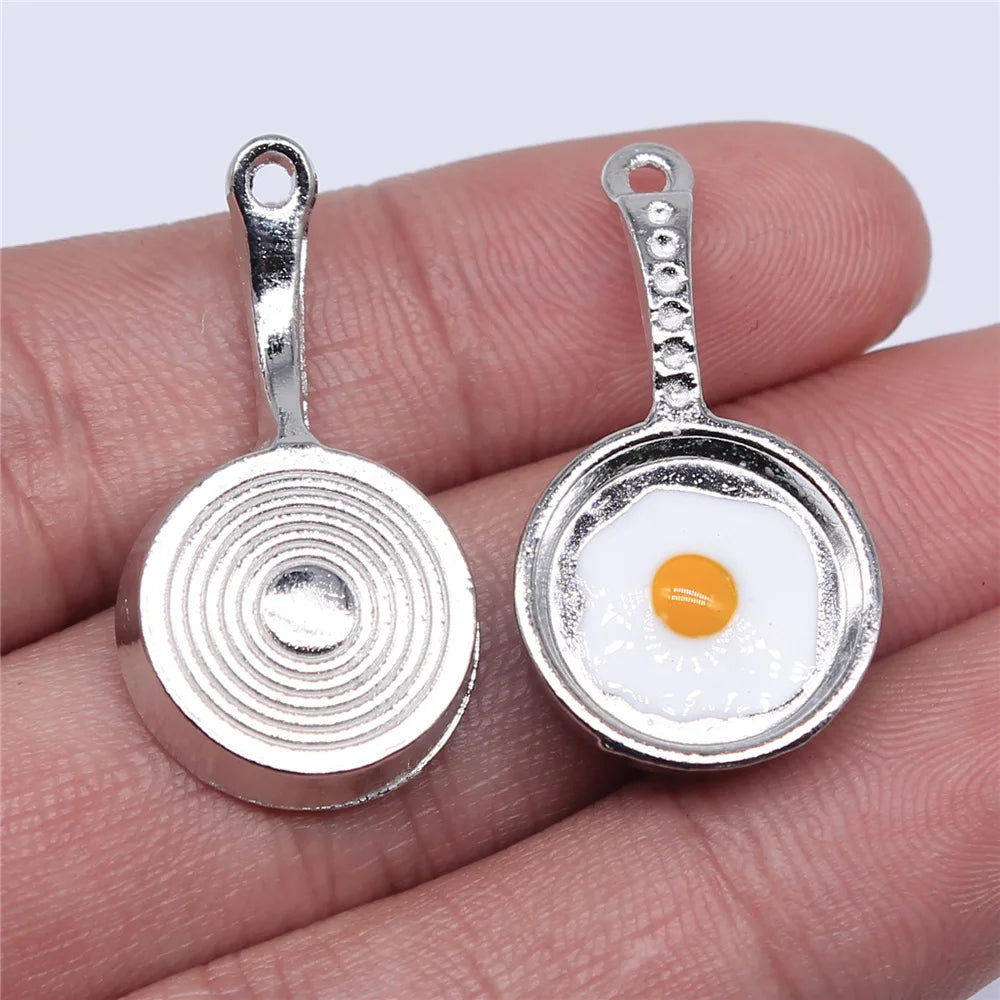 32x17mm 4.1g Zinc Alloy Fried Egg Charm Pendant for DIY Necklace Bracelet Jewelry Accessories