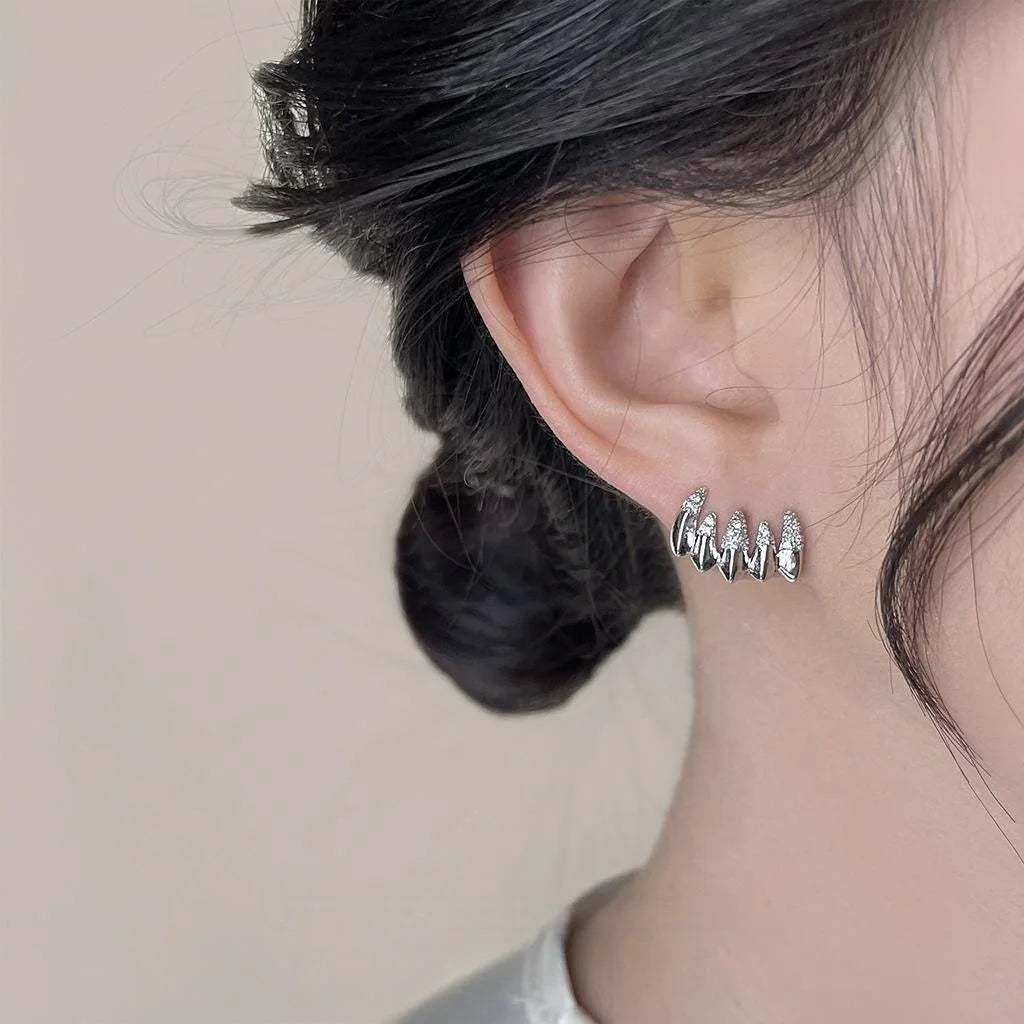 Niche Copper Micro Pave Zircon Butterfly Wing Heart Asymmetric Drop Earrings