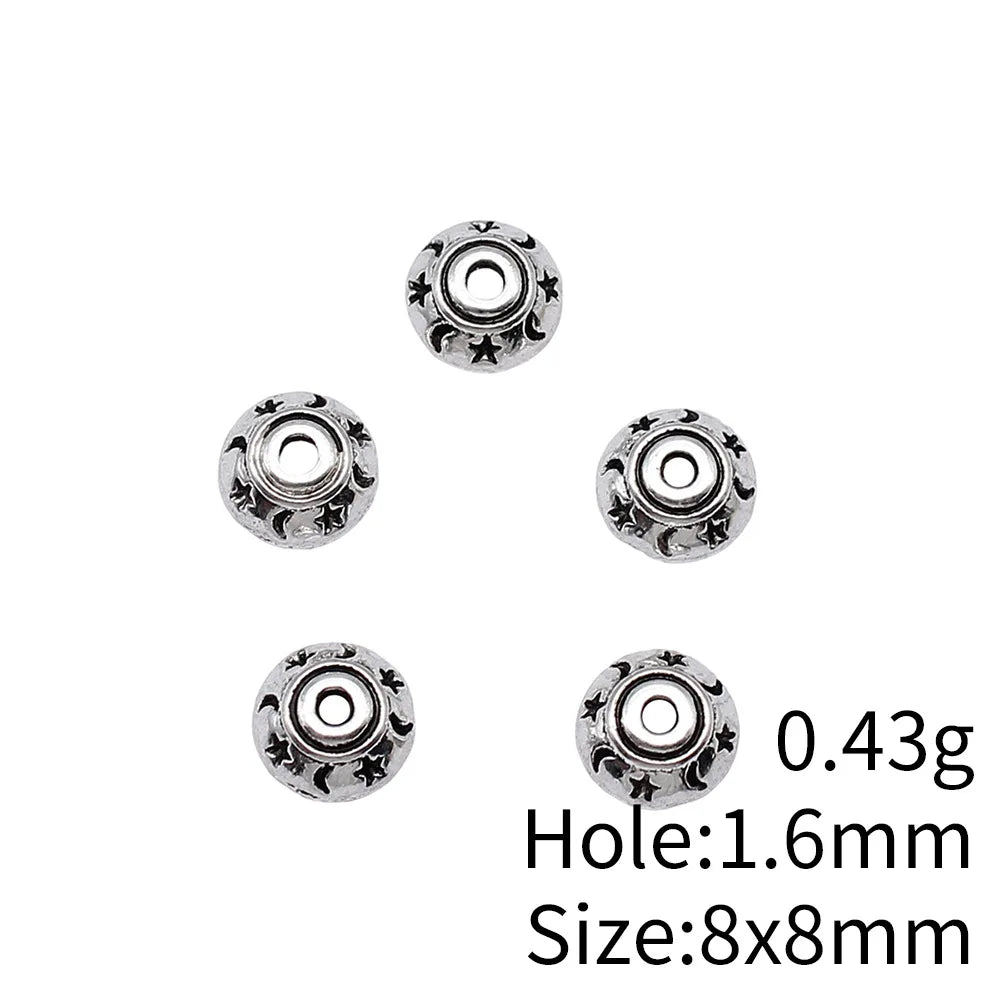 8x8mm 0.43g Multicolor Zinc Alloy Star Moon Bead Cap Jewelry Findings for DIY Bracelet Making