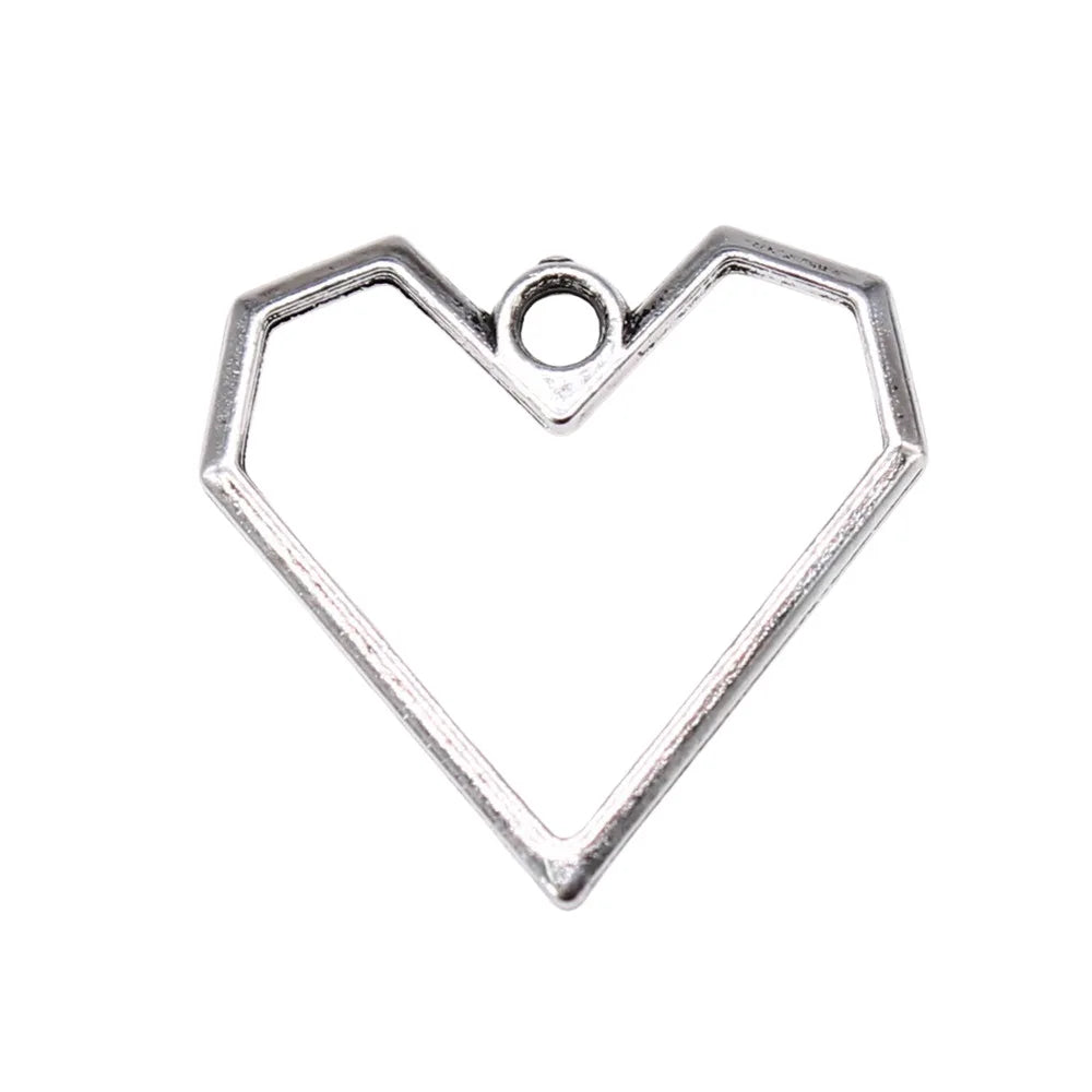 20x20mm 0.47g Multicolor Zinc Alloy Hollow Geometric Heart Charm Pendant for DIY Jewelry Making