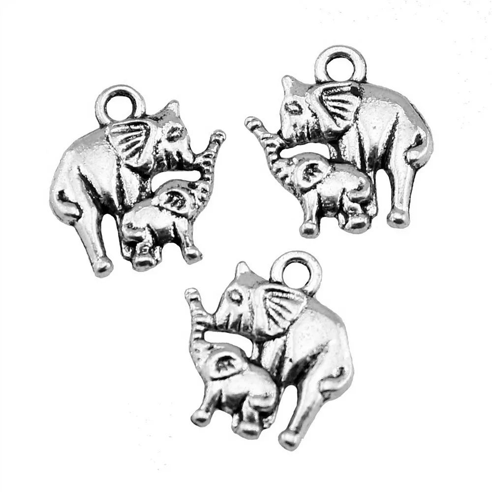 16x14mm 1.3g Multicolor Zinc Alloy Elephant Charm Pendant for DIY Necklace Bracelet Jewelry Making
