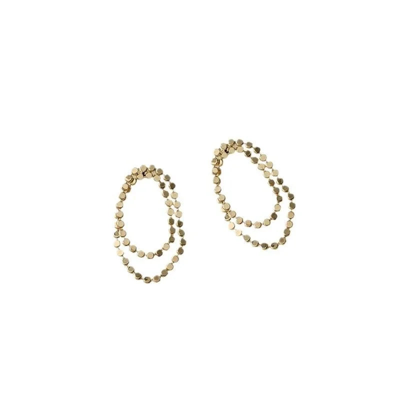 Light Luxury 14K Plated Copper Geometric Chain Tassel Drop Earrings