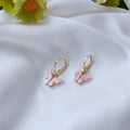 14K Gold Plated Alloy Butterfly Hoop Earrings Korean Sweet Style Fashion Jewelry