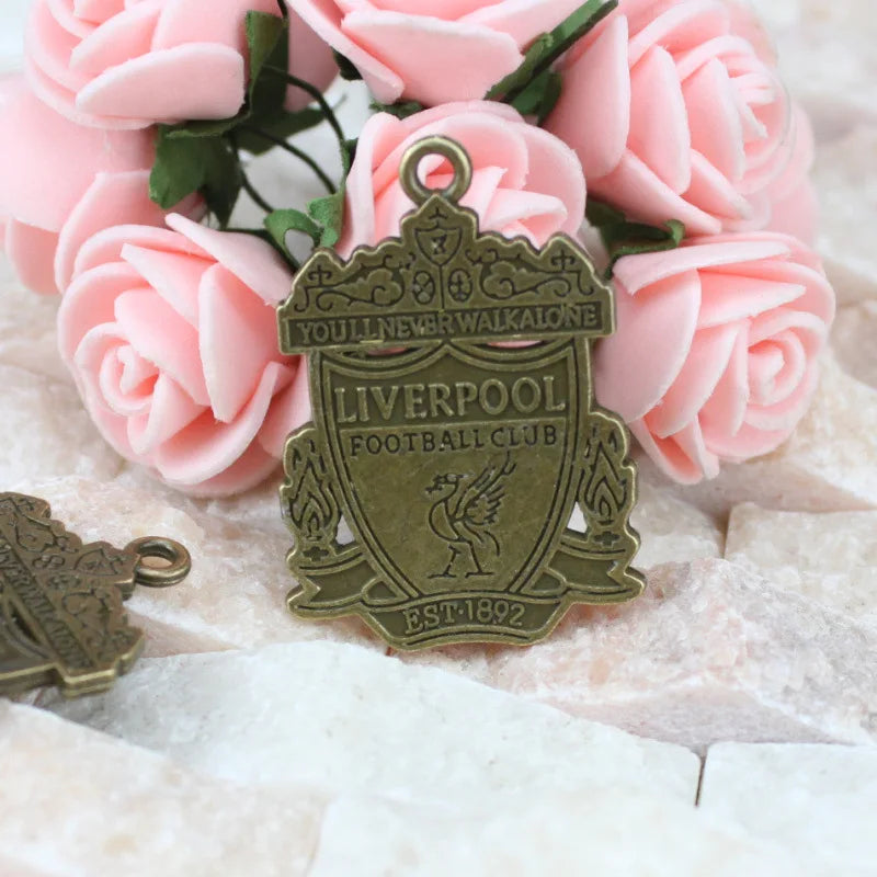 40x28MM Antique Silver Zinc Alloy Soccer Club Badge Charm Pendant for DIY Necklace Bracelet Jewelry Making