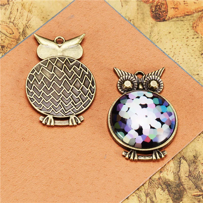 25MM Antique Silver Crystal Owl Charm Pendant for DIY Necklace Bracelet Jewelry Making