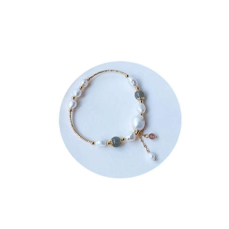 Handmade Freshwater Pearl Bracelet French Vintage Geometric Round Material Jewelry