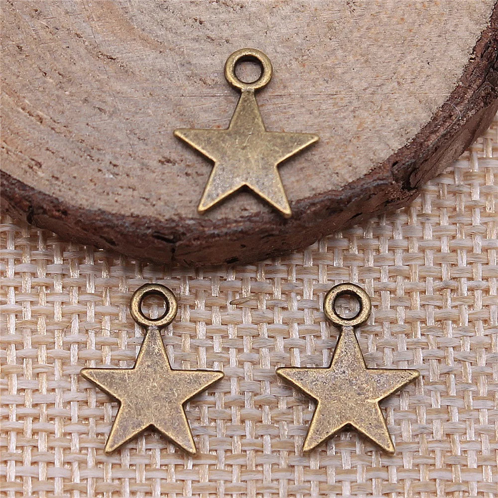 15x12mm 0.6g Multicolor Zinc Alloy Five-Point Star Charm Pendant for DIY Necklace Bracelet Making
