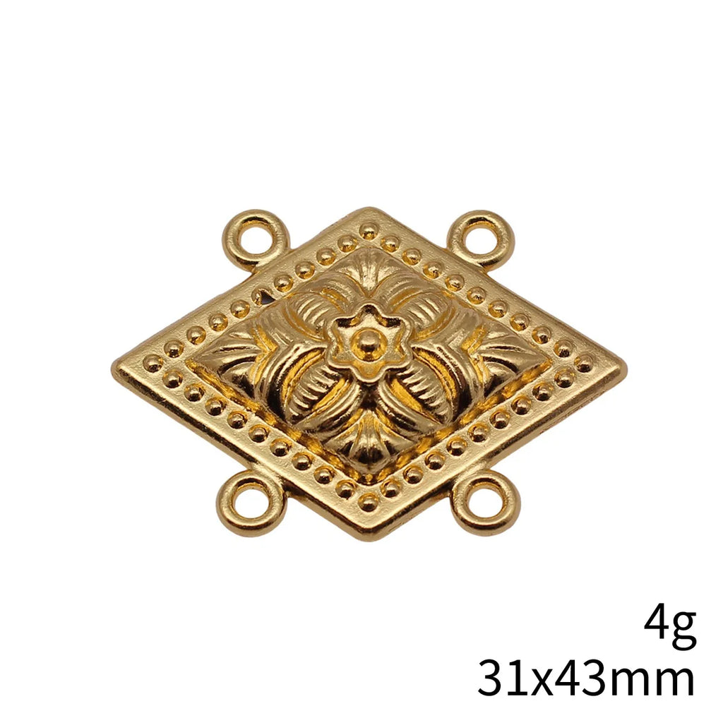31x43mm 4g Multicolor Zinc Alloy Four Hole Body Chain Connector Charm for Waist Chain Forehead Chain