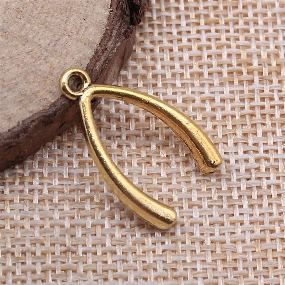 25x14mm 1.5g Multicolor Zinc Alloy Wishbone Charm Pendant for DIY Necklace Bracelet Jewelry Making