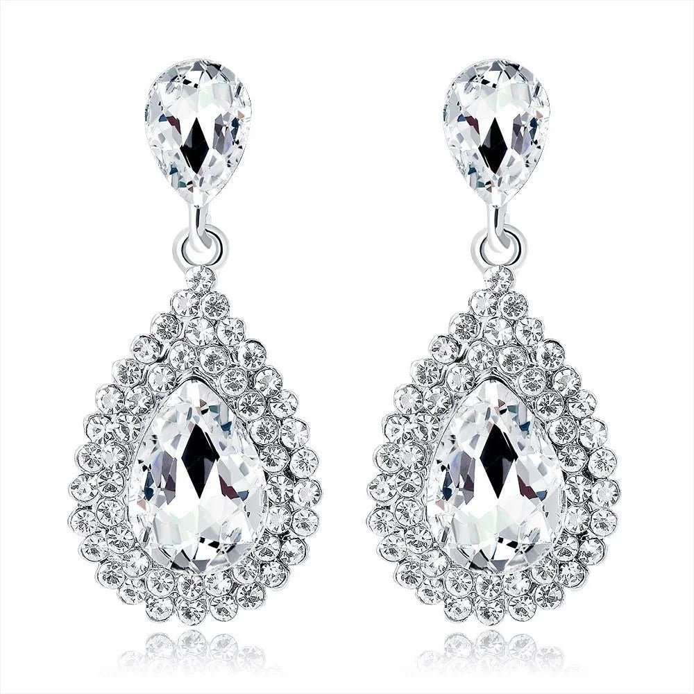 Luxury Statement Teardrop Crystal Rhinestone Alloy Dangle Earrings For Wedding Party Banquet Gift