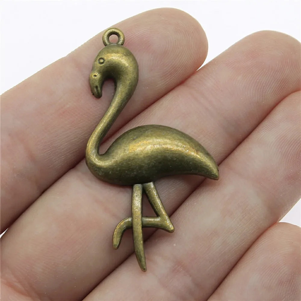 47x25mm 3.4g Multicolor Zinc Alloy Flamingo Bird Charm Pendant for DIY Necklace Bracelet Jewelry Making
