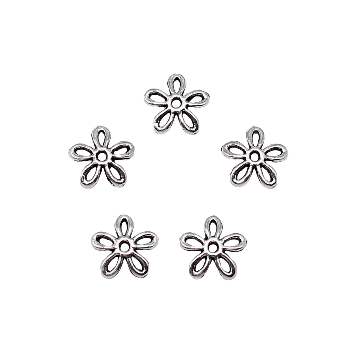 11x11mm 0.44g Multicolor Zinc Alloy Flower Shaped Bead Cap Jewelry Findings for DIY Bracelet Making
