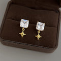 Luxury Copper Zircon Star Geometric Square Stud Earrings, Fashion Yiwu Jewelry