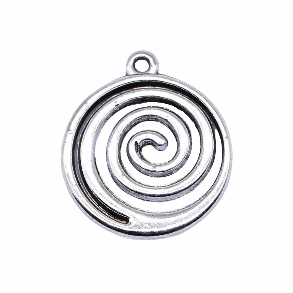 17x17mm 1.7g Antique Silver Zinc Alloy Swirl Charm Pendant for DIY Bracelet Necklace Jewelry Making