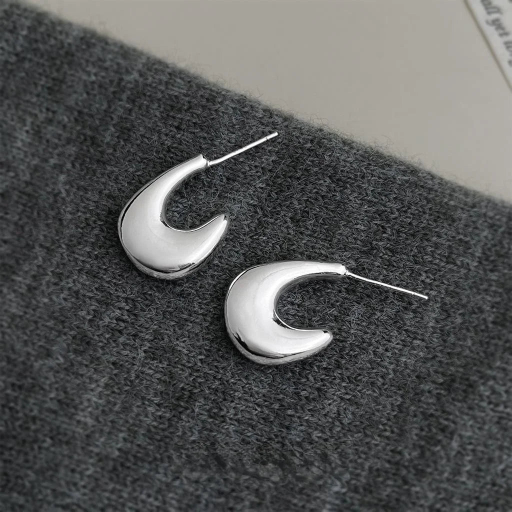 Minimalist Style Geometric Waterdrop Drop Earrings, Copper Hoop Design