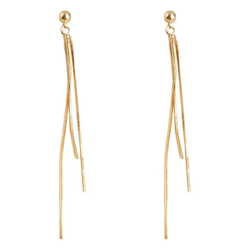 14K Gold Plated Copper Geometric Tassel Drop Earrings, Light Luxury Commuter Style