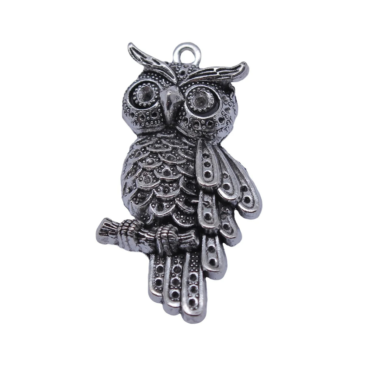 45x24mm 6.6g Antique Silver Zinc Alloy Owl Cat Charm Pendant with Rhinestone Setting for DIY Necklace