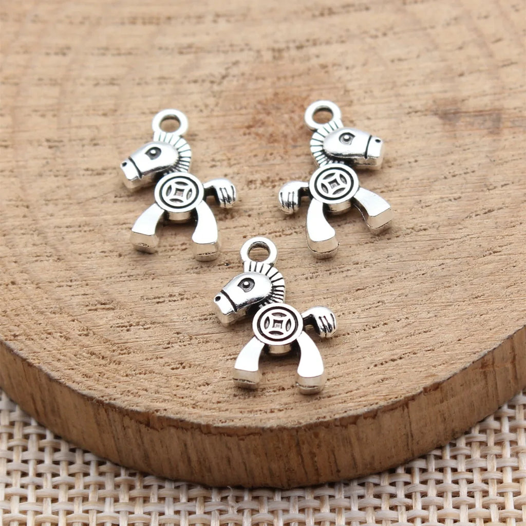 14x10mm 0.85g Zinc Alloy Horse and Coin Charm Pendant for DIY Necklace Bracelet Jewelry Making