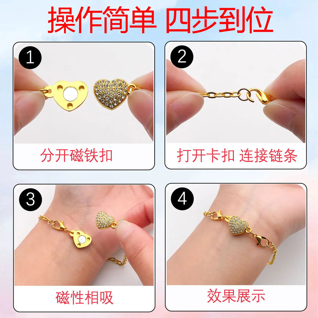 Iron Rose Flower Heart Magnetic Clasp Connector for DIY Bracelets and Necklaces