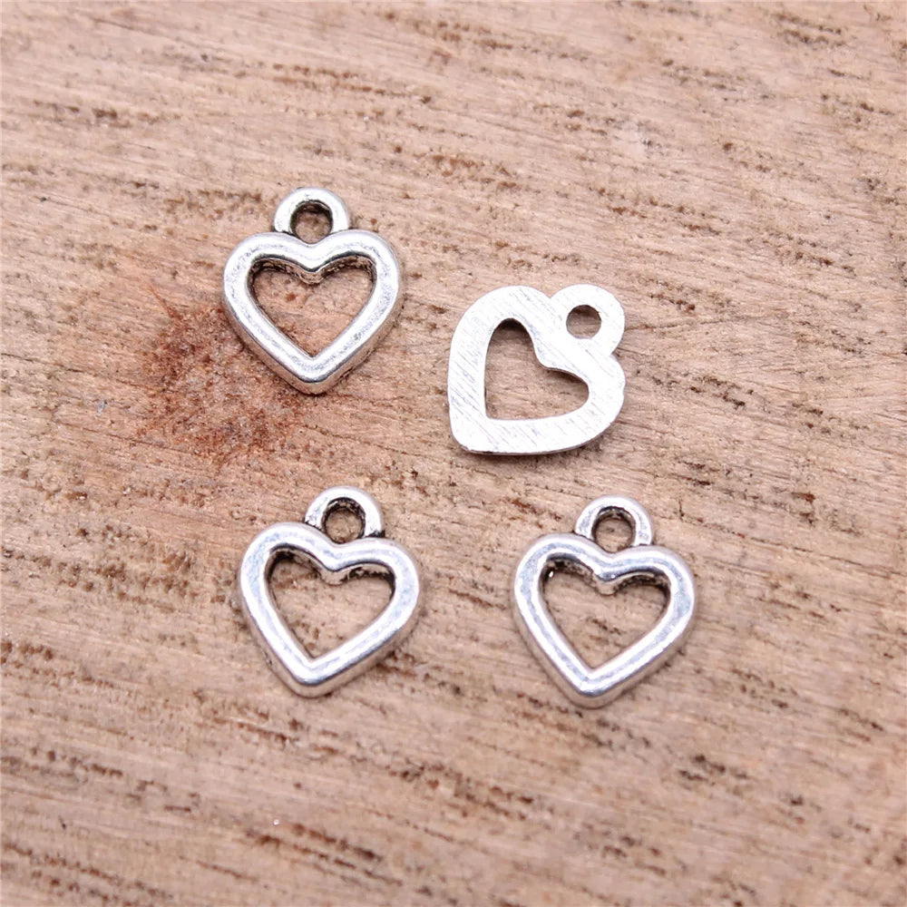 8x7mm 0.12g Multicolor Zinc Alloy Hollow Heart Charm Pendant for DIY Doll Clothes Jewelry Making