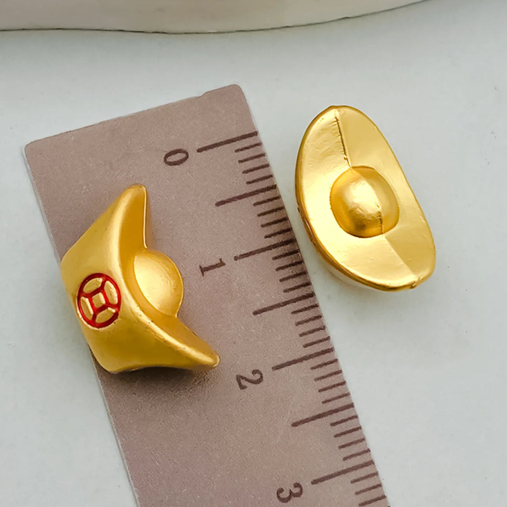 Gold Tone Zinc Alloy Fu Ingot Coin Spacer Beads for DIY Red String Bracelet Necklace