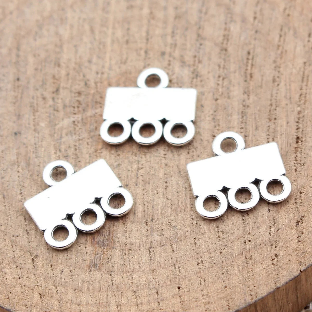 12x11mm 0.7g Antique Silver Zinc Alloy Three Hole Earring Connector Charm for DIY Jewelry Making