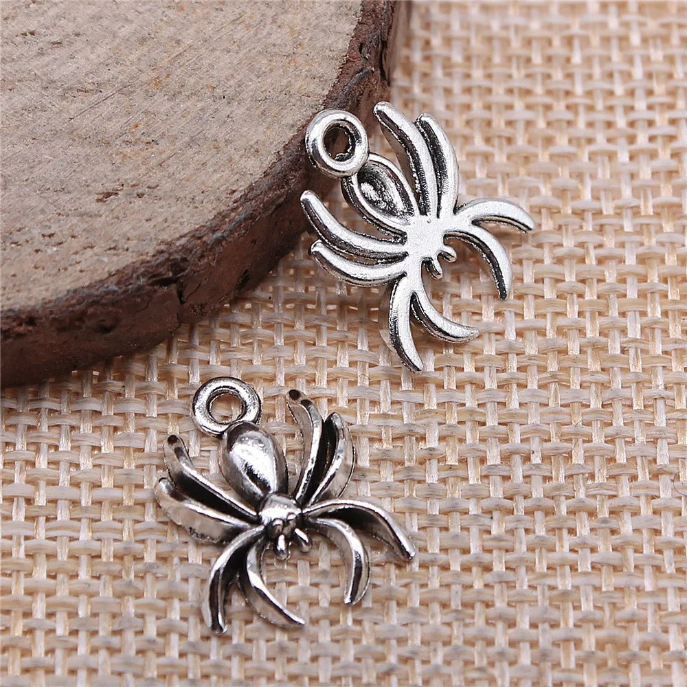 17x13mm 1g Antique Silver Zinc Alloy Spider Charm Pendant for DIY Necklace Bracelet Making