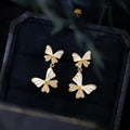 Sweet Style Copper Butterfly Zircon Handmade Drop Earrings, Elegant Versatile Jewelry