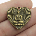 23x24mm 3.7g Antique Bronze Zinc Alloy Buddha Heart Charm Pendant for Necklace Bracelet Making